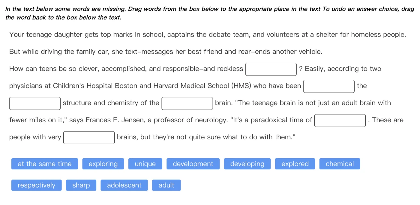 FIB question format