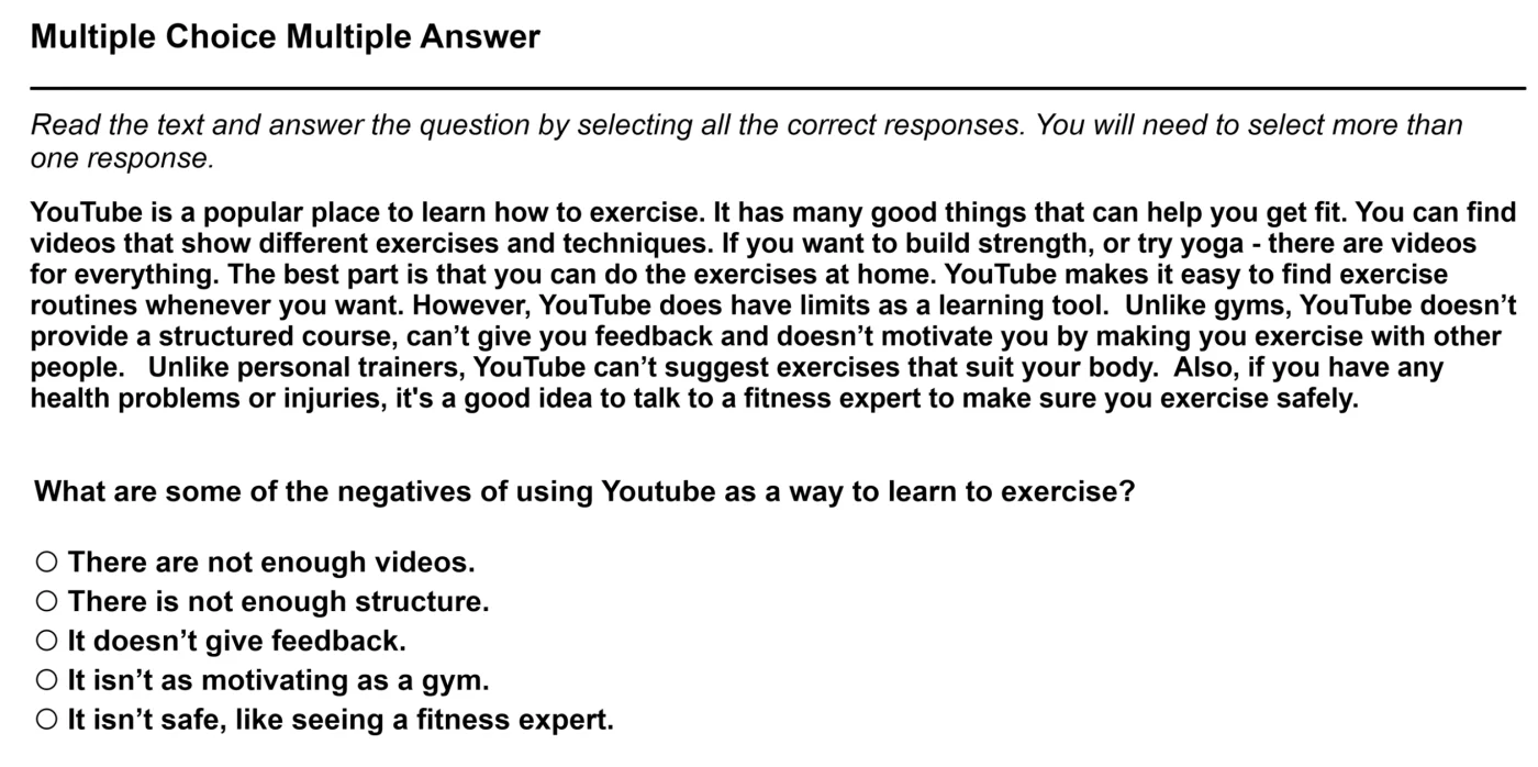 MCM question format