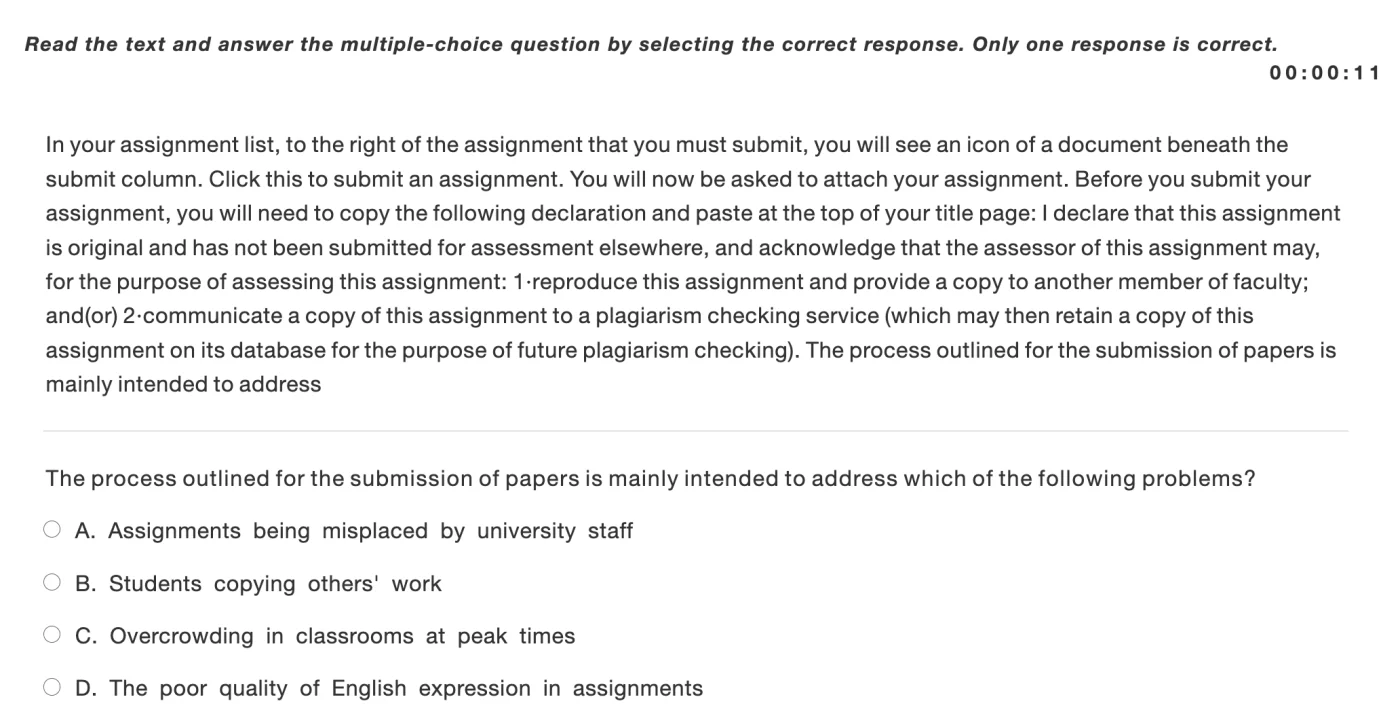 MCS question format